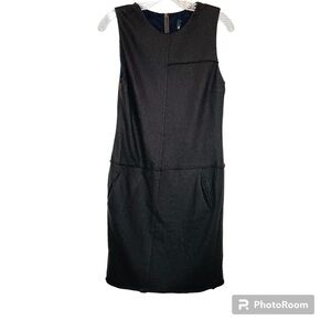 Uli Schneider Wool Shift Hand Pockets Brown Dress Germany Roll Hem